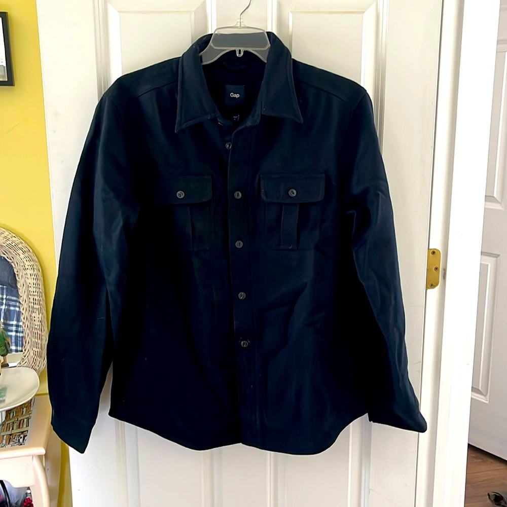 Classic Men’s Gap Heavyweight Lined Wool Shirt Jacket. Dark Navy. Size Large